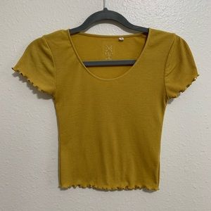 Pacsun Mustard Yellow Cropped Short Sleeve Top